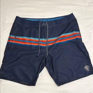 Rip Curl Board Shorts Blue and Orange with Sporty Stripes
